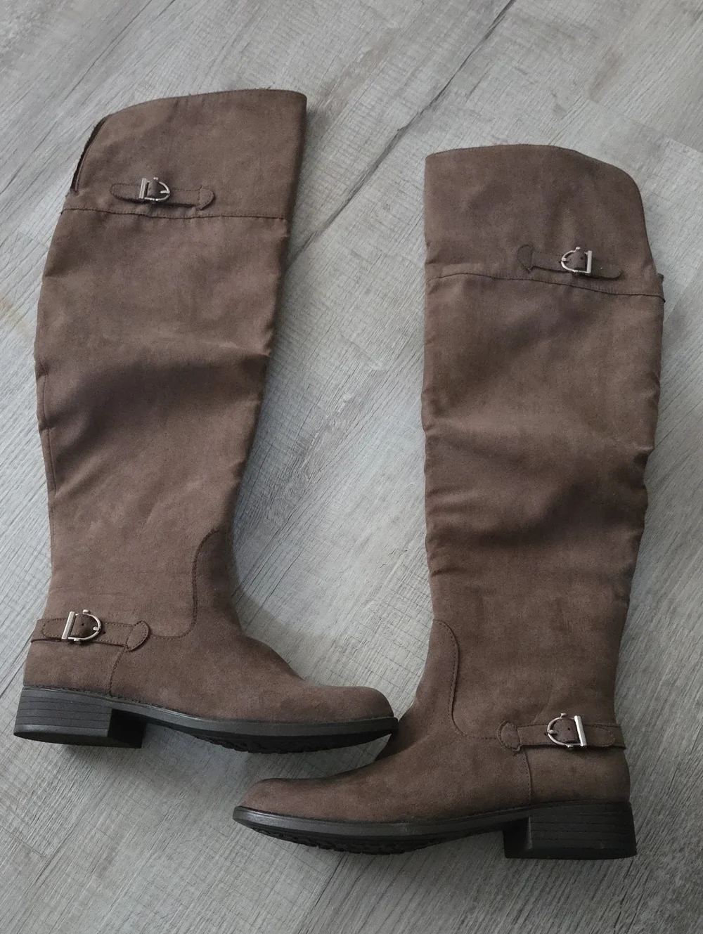 American Rag Brown Suede Over-the-Knee Buckle Boots
